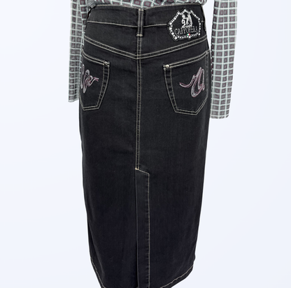 Cappopera Jeansrock Midirock Maxirock denimschwarz Teos Vintage Onlineshop