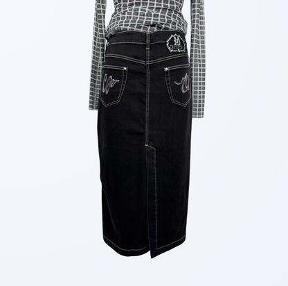 Cappopera Jeansrock Midirock Maxirock denimschwarz Teos Vintage Onlineshop