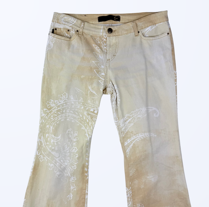 Cavalli Schlaghose Bootcut Made in Italy Muster Teos Vintage Onlineshop