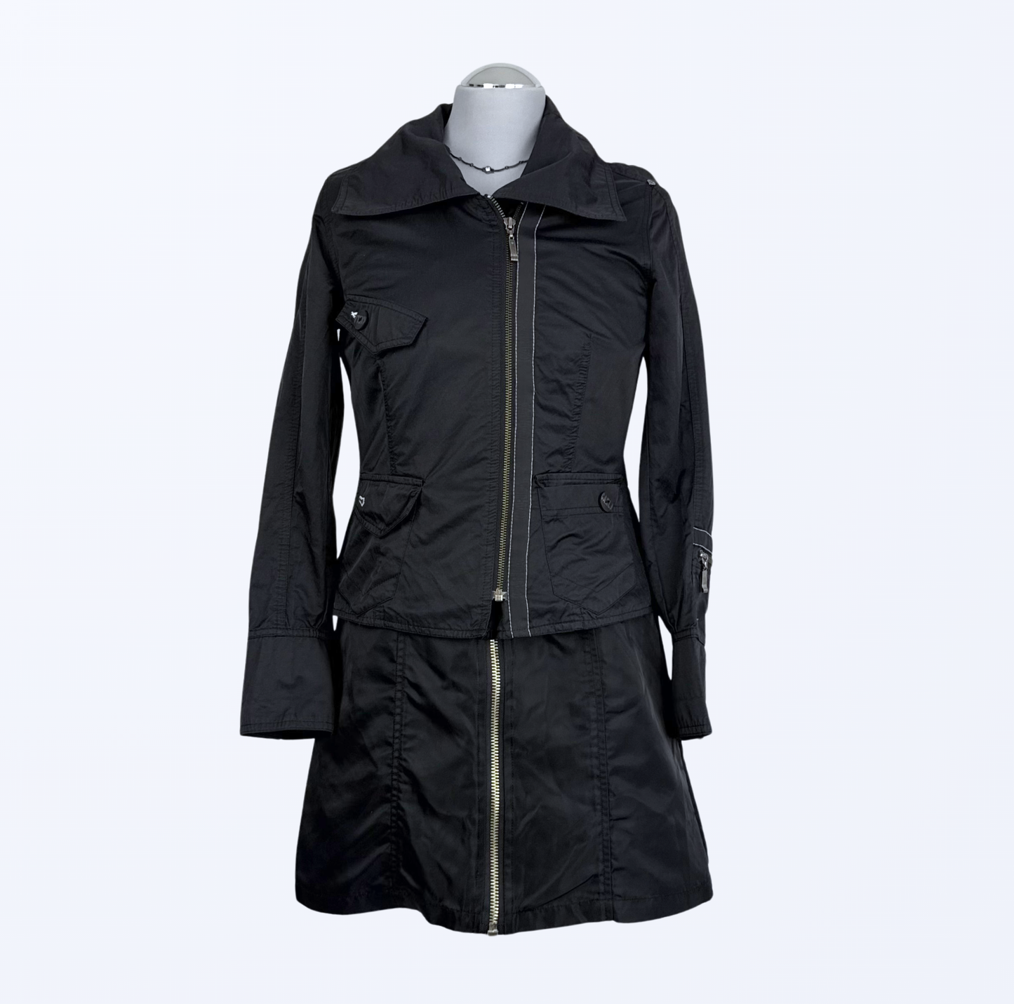 Utility grunge 90s Kleid mit Reißverschluss Teos Vintage Onlineshop