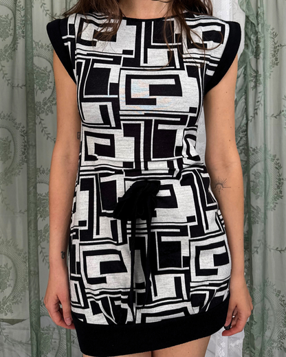 Club Voltaire Minikleid schwarz grau designer Second Hand 70s Style