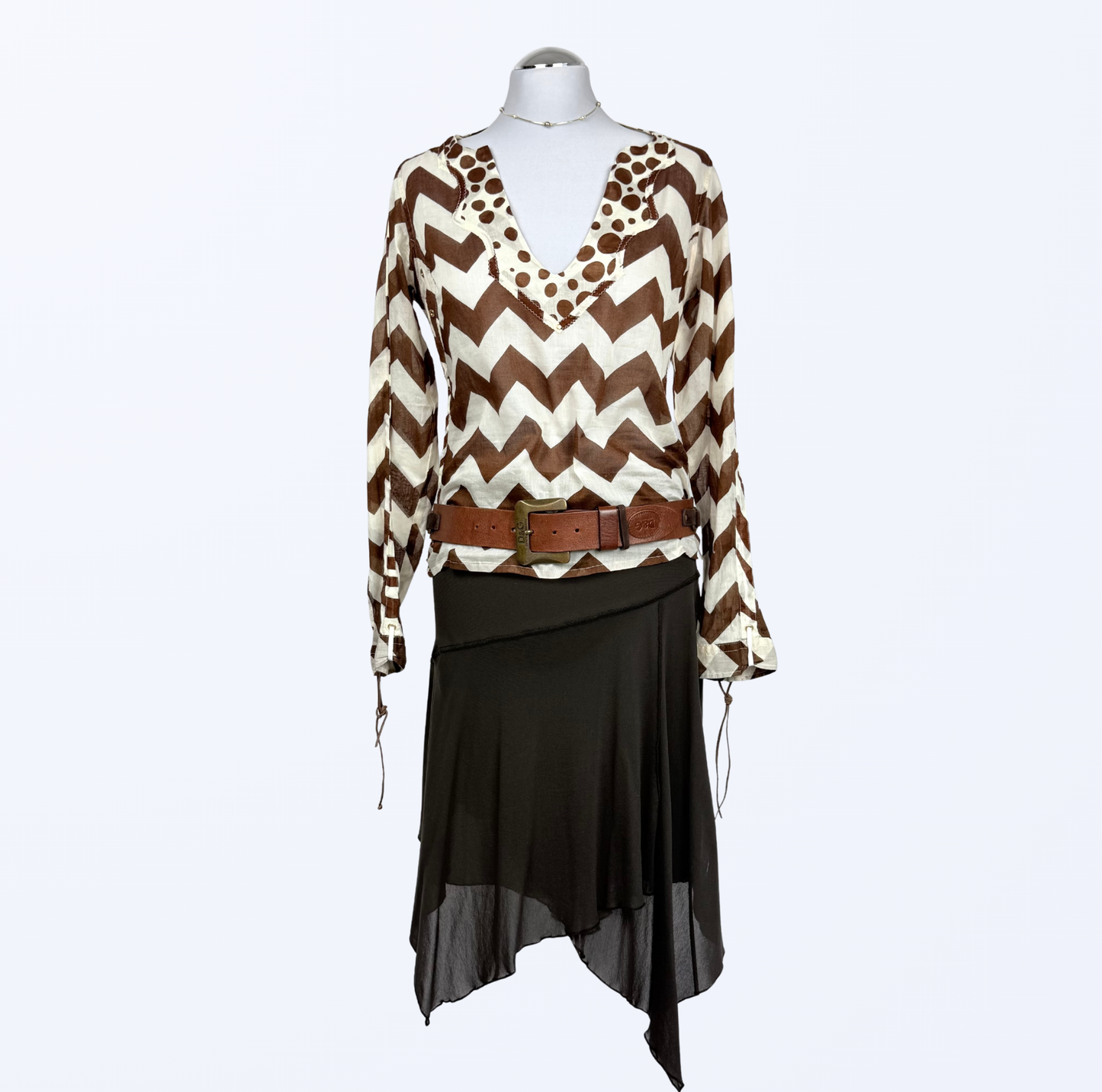 Coast Bluse weiß braun Beach Cover up Teos Vintage Onlineshop
