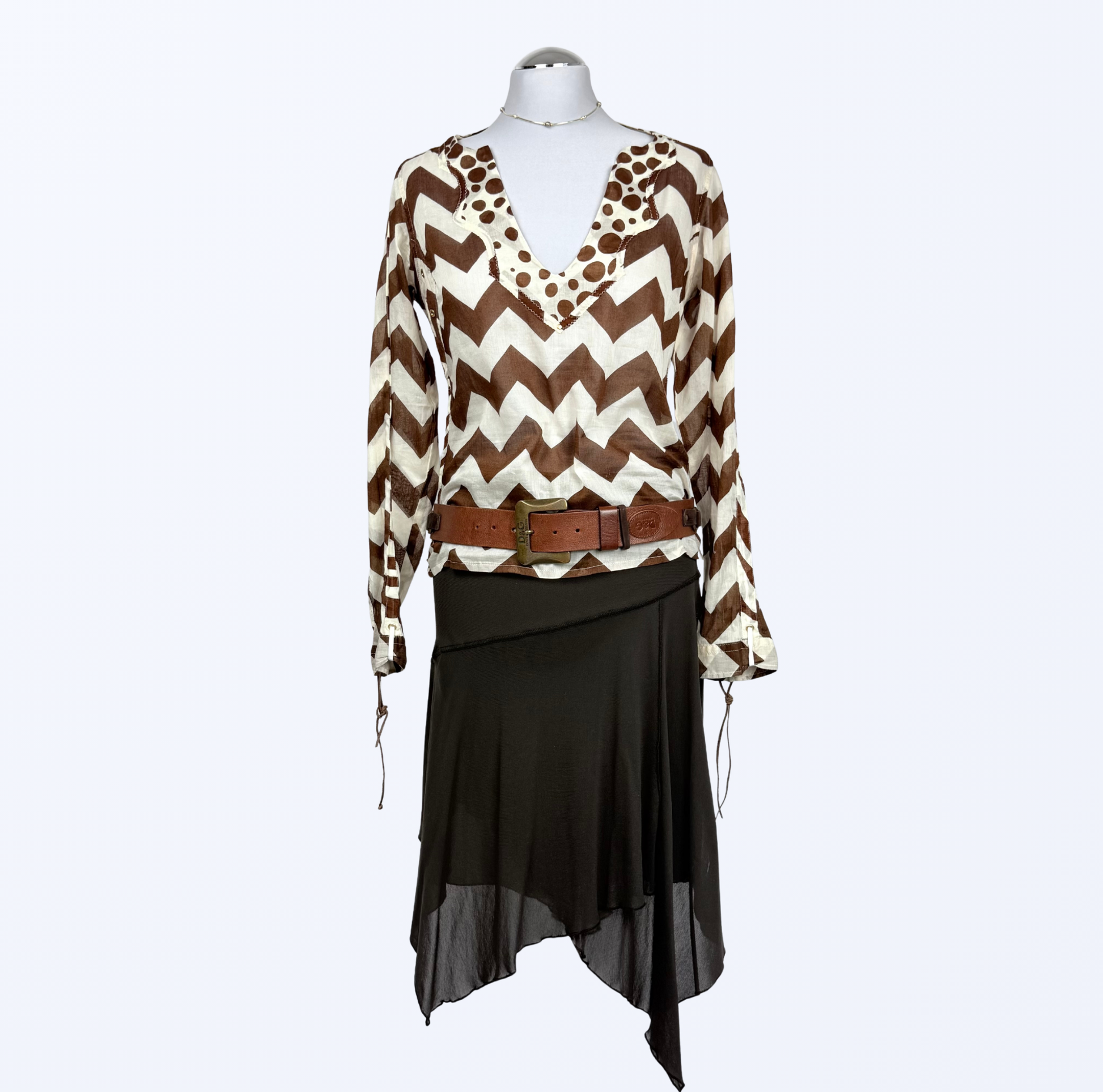 Coast Bluse weiß braun Beach Cover up Teos Vintage Onlineshop