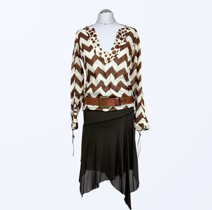 Coast Bluse weiß braun Beach Cover up Teos Vintage Onlineshop