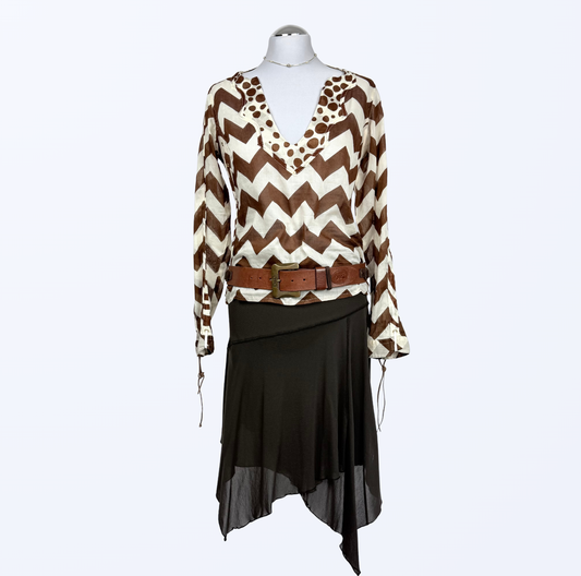 Coast Bluse weiß braun Beach Cover up Teos Vintage Onlineshop