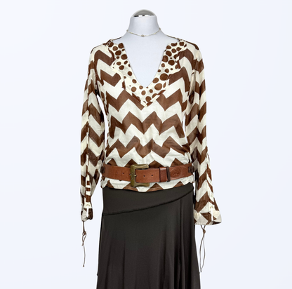 Coast Bluse weiß braun Beach Cover up Teos Vintage Onlineshop