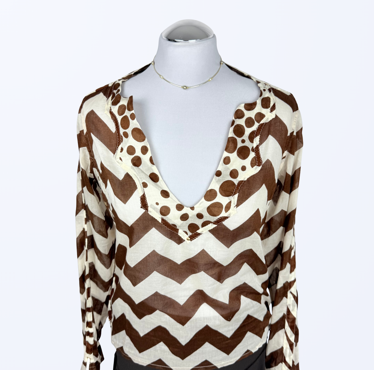 Coast Bluse weiß braun Beach Cover up Teos Vintage Onlineshop