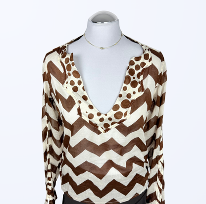 Coast Bluse weiß braun Beach Cover up Teos Vintage Onlineshop
