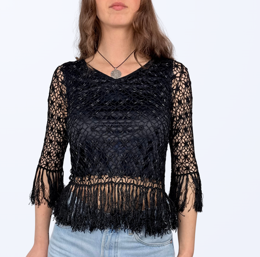 Vintage Pailletten Oberteil Netzoptik Teos Vintage Onlineshop