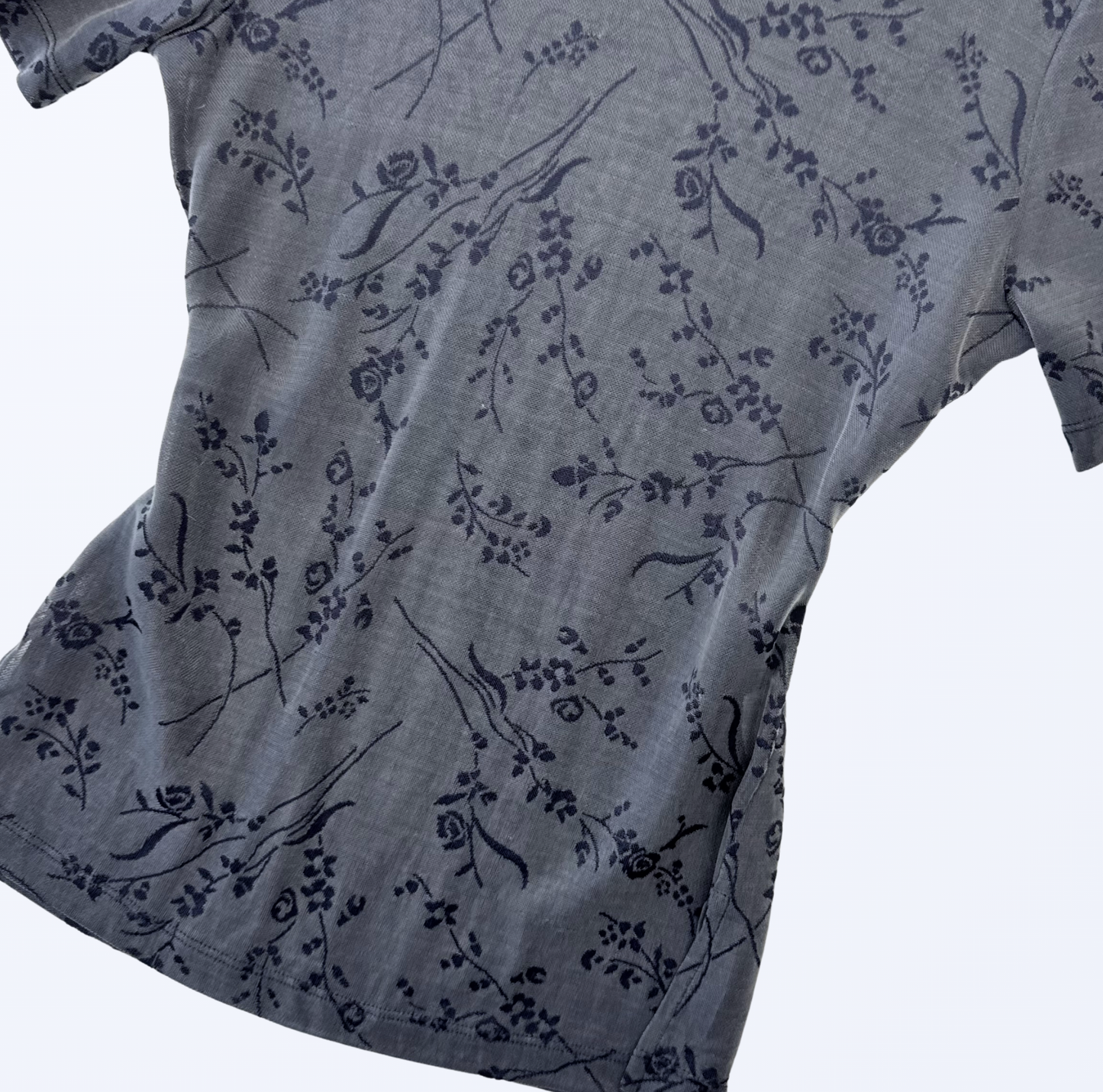 Vintage Cross Point T-Shirt Semitransparent Blumenmuster