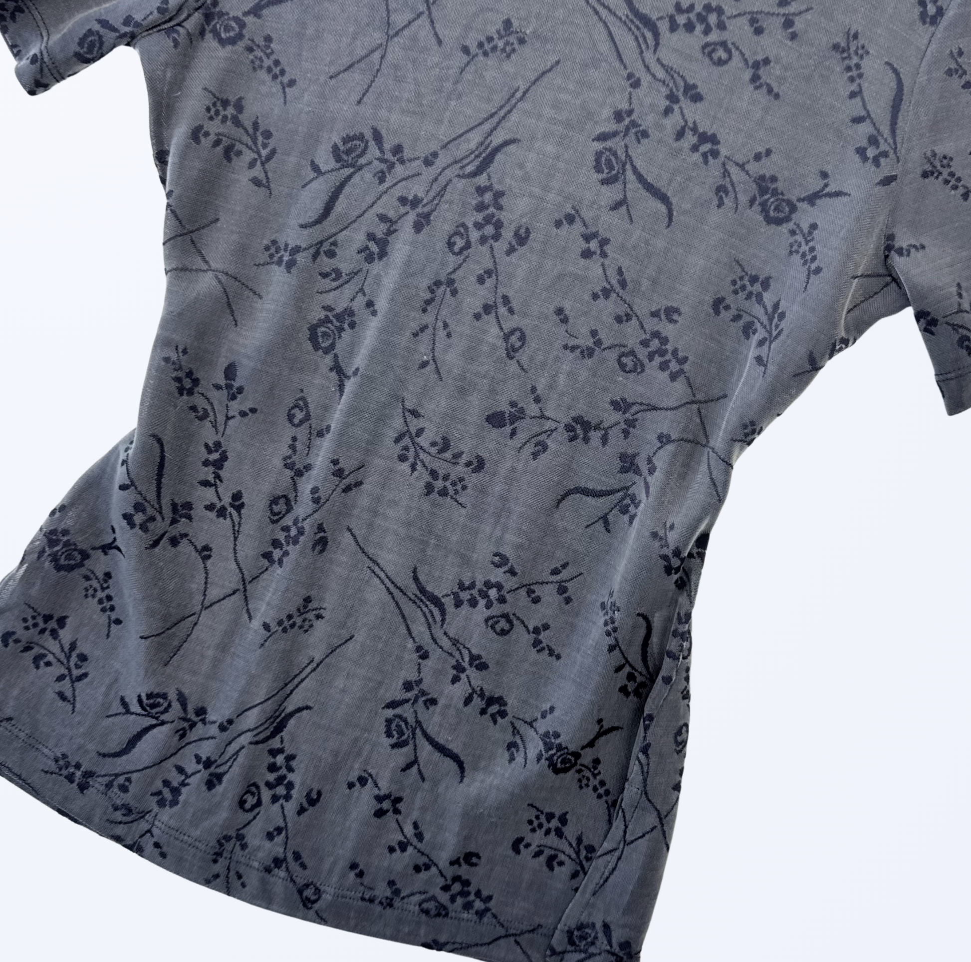 Vintage Cross Point T-Shirt Semitransparent Blumenmuster