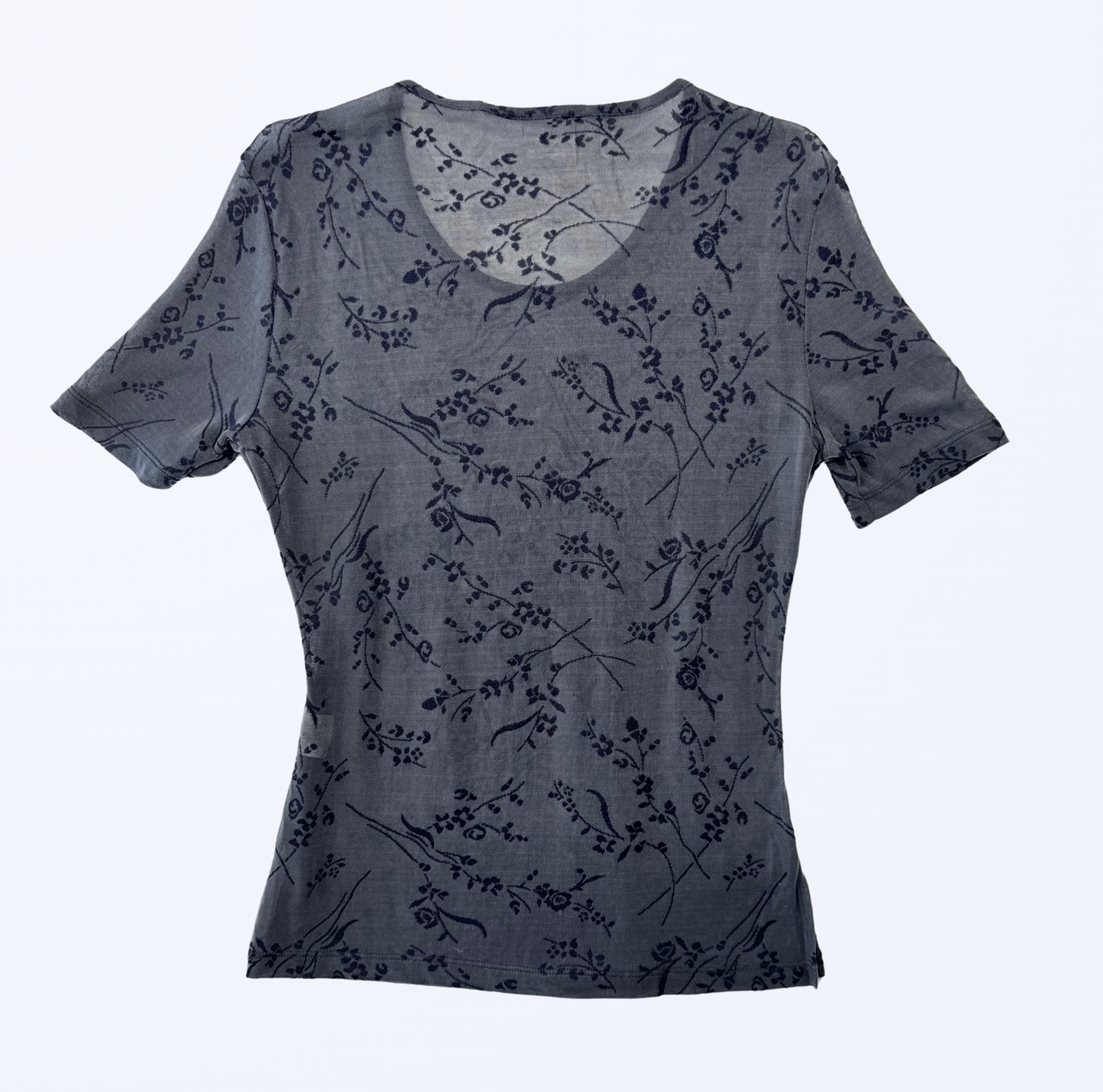 Vintage Cross Point T-Shirt Semitransparent Blumenmuster
