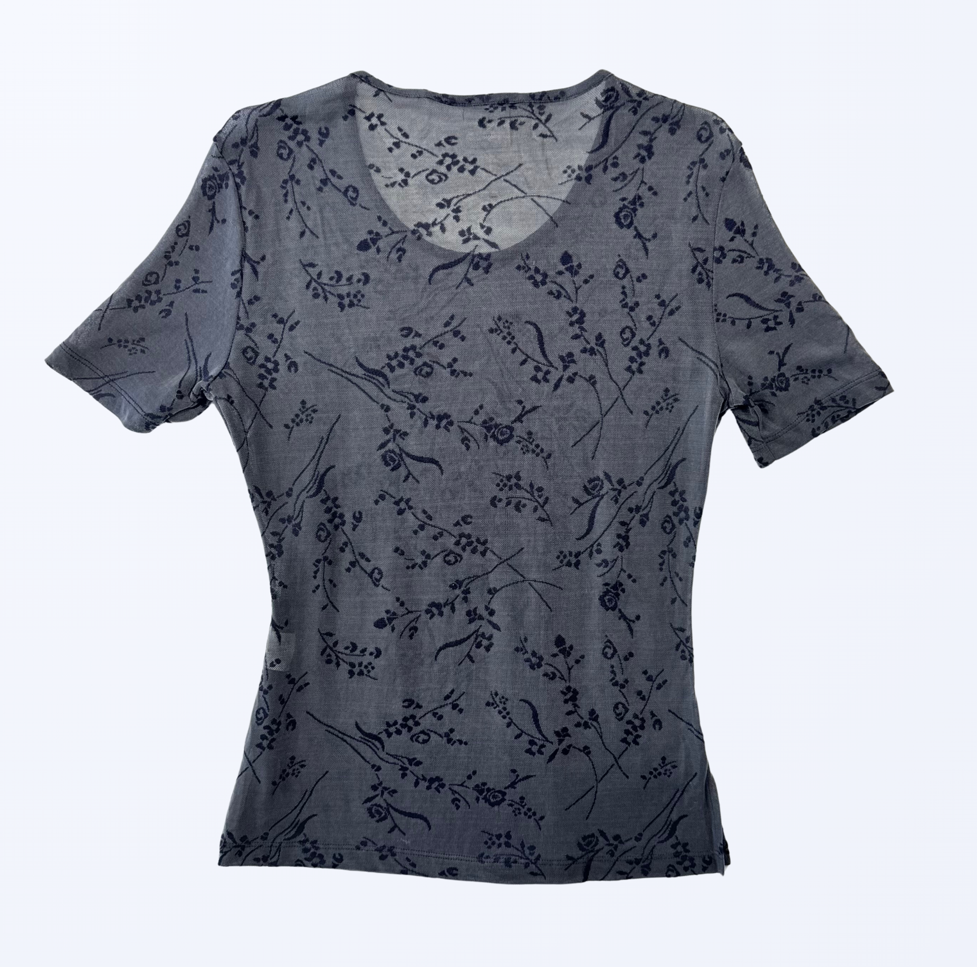 Vintage Cross Point T-Shirt Semitransparent Blumenmuster