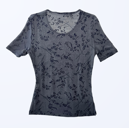 Vintage Cross Point T-Shirt Semitransparent Blumenmuster