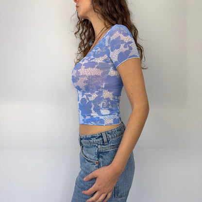 FISICO Mesh T-Shirt blau-weiß (XS/S)