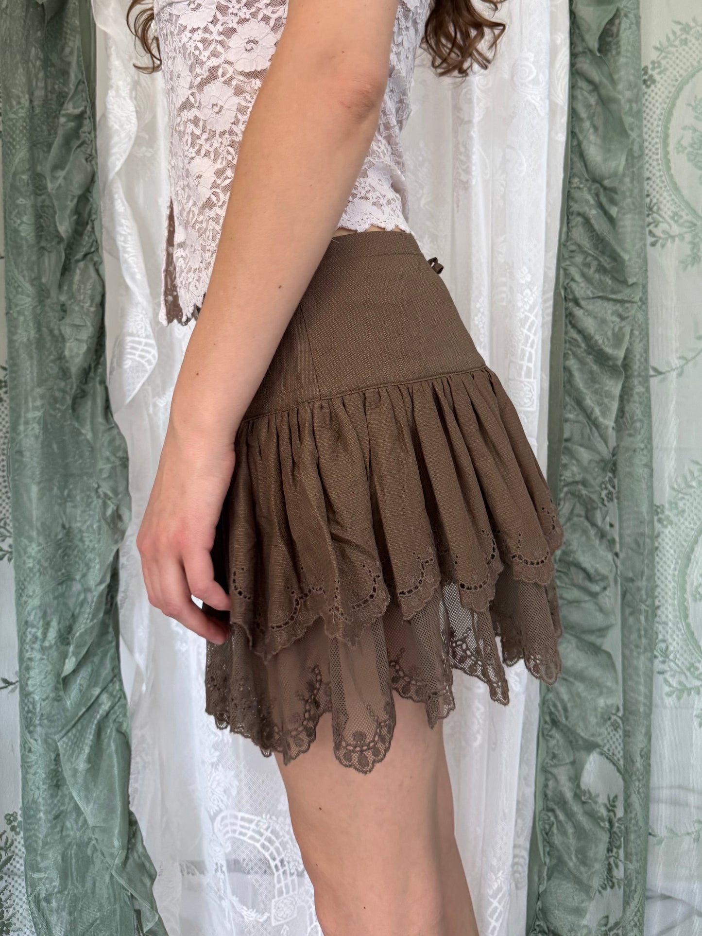 Patrizia Pepe Minirock Khaki Spitze (M)