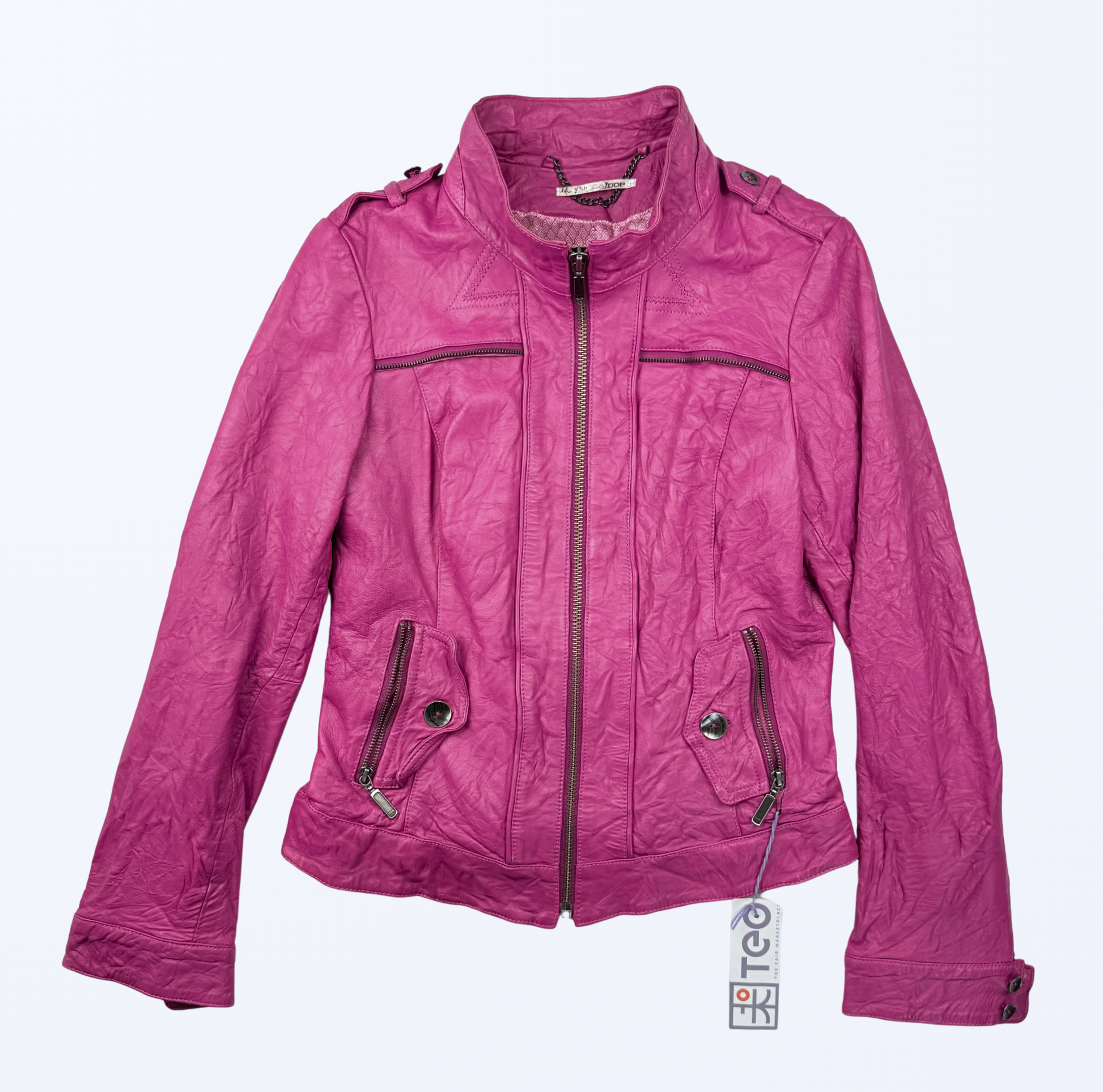 Pinke Lederjacke DDP y2k 2000s Style Teos Vintage Online Shop