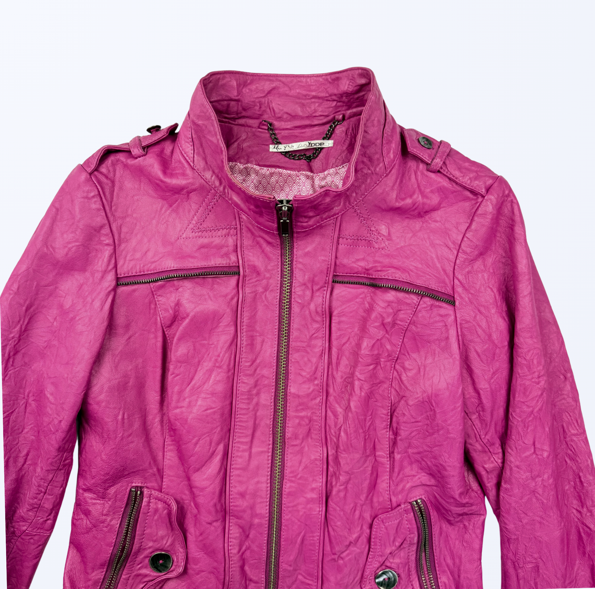 Pinke Lederjacke DDP y2k 2000s Style Teos Vintage Online Shop