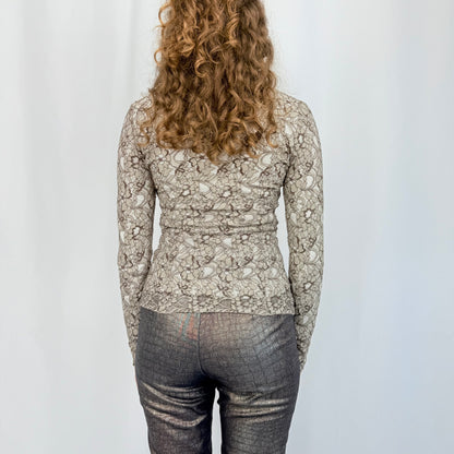Spitzen Bluse Oberteil taupe (XS)