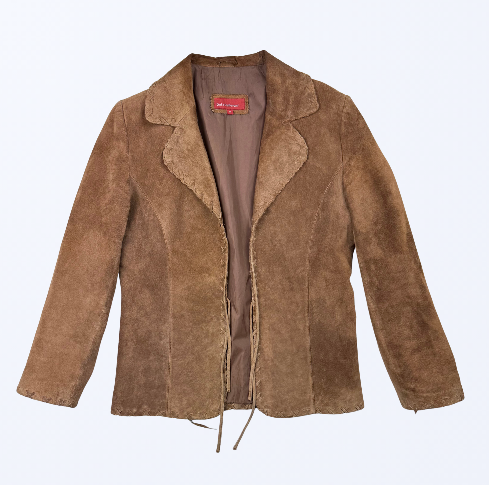 Dei Gallerani Lederjacke zum binden braun Teos Vintage Onlineshop