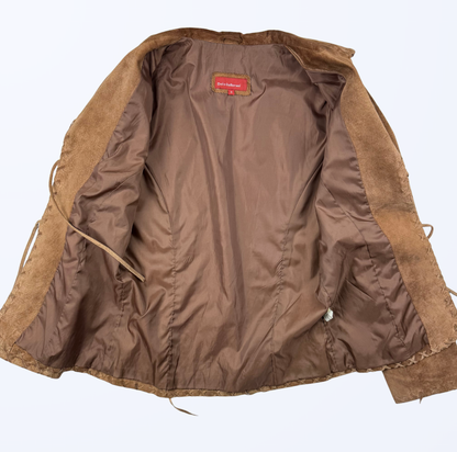 Dei Gallerani Lederjacke zum binden braun Teos Vintage Onlineshop