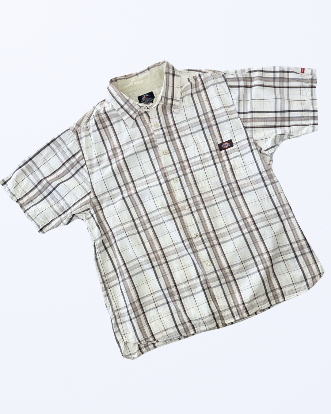 Karohemd Kurzarmhemd Karomuster weiß Gr. XXL Teos Vintage Onlineshop beige braun 