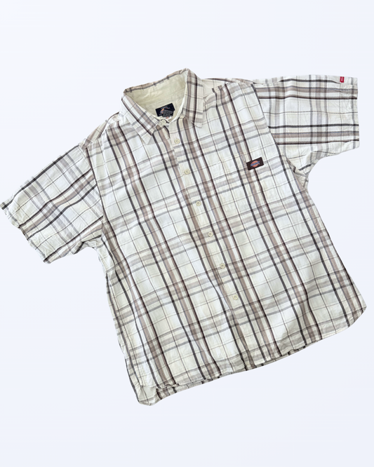Karohemd Kurzarmhemd Karomuster weiß Gr. XXL Teos Vintage Onlineshop beige braun 