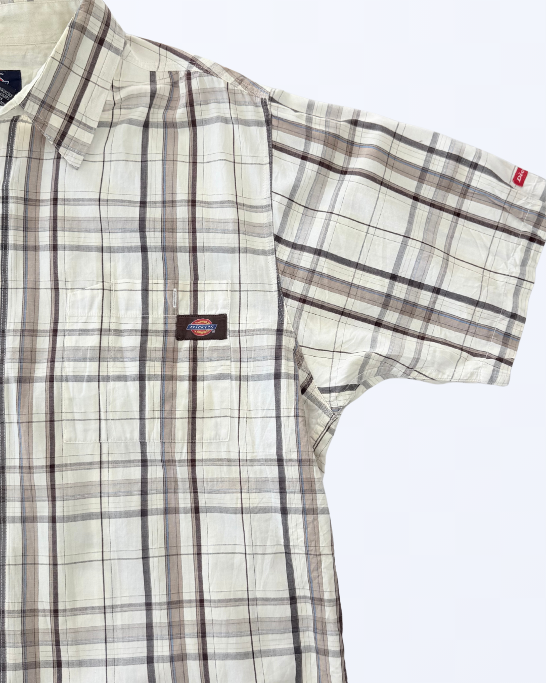 Karohemd Kurzarmhemd Karomuster weiß Gr. XXL Teos Vintage Onlineshop beige braun 