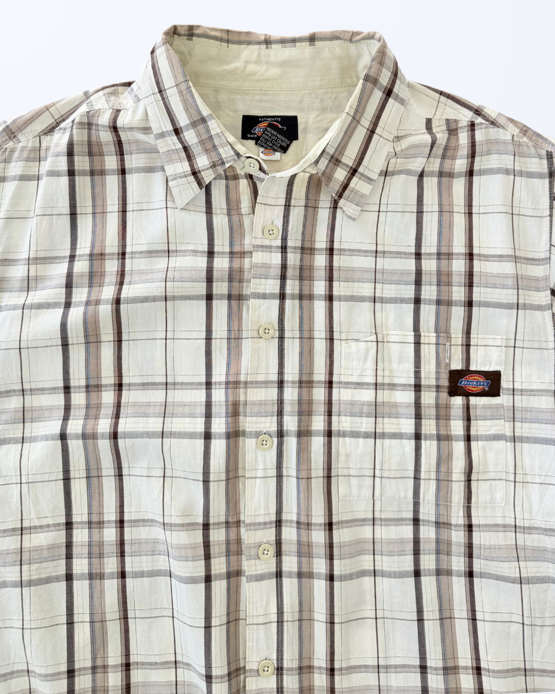 Karohemd Kurzarmhemd Karomuster weiß Gr. XXL Teos Vintage Onlineshop beige braun 