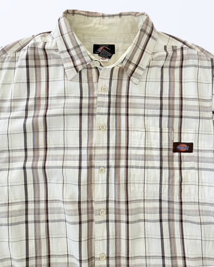 Karohemd Kurzarmhemd Karomuster weiß Gr. XXL Teos Vintage Onlineshop beige braun 