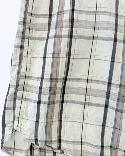 Karohemd Kurzarmhemd Karomuster weiß Gr. XXL Teos Vintage Onlineshop beige braun 