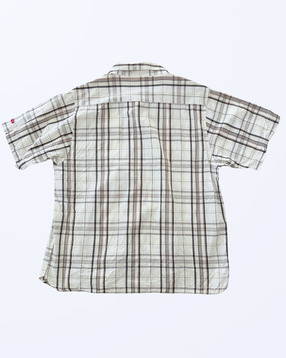 Karohemd Kurzarmhemd Karomuster weiß Gr. XXL Teos Vintage Onlineshop beige braun 