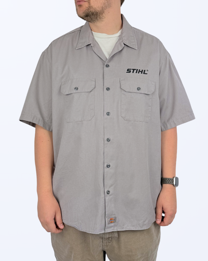 Dickies Kurzarmhemd Back Print Stiehl grau 2 XL Teos Vintage Onlineshop