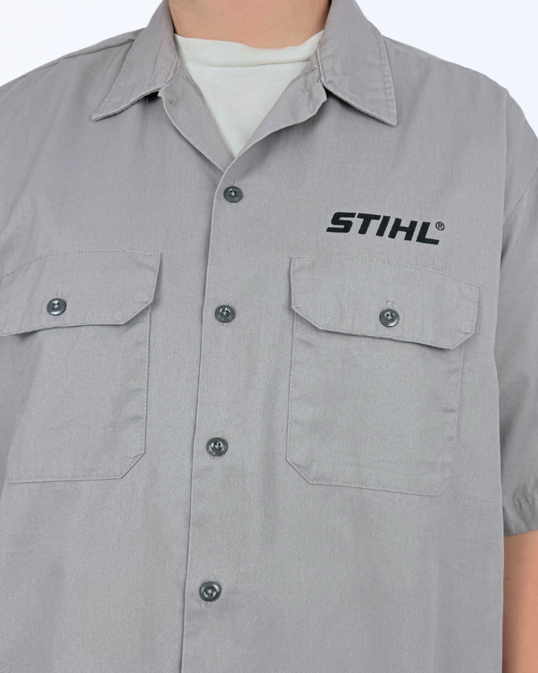 Dickies Kurzarmhemd Back Print Stiehl grau 2 XL Teos Vintage Onlineshop