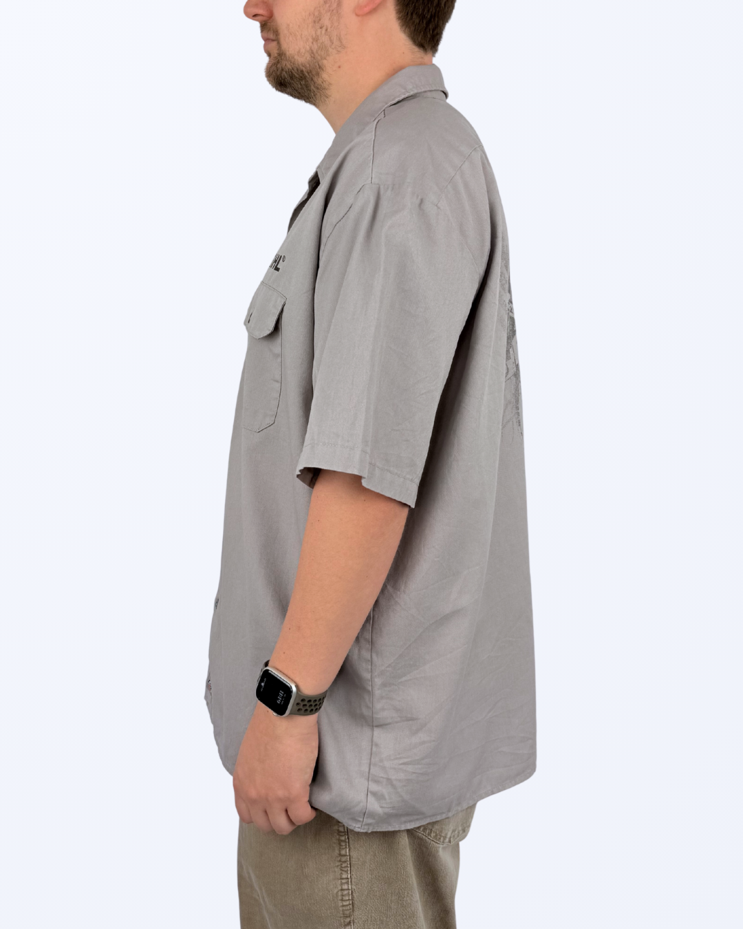 Dickies Kurzarmhemd Back Print Stiehl grau 2 XL Teos Vintage Onlineshop
