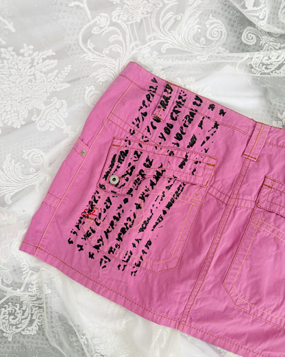 ESZ Minirock rosa y2k Style Schriftzug rare besonders Teos Vintage Online Shop
