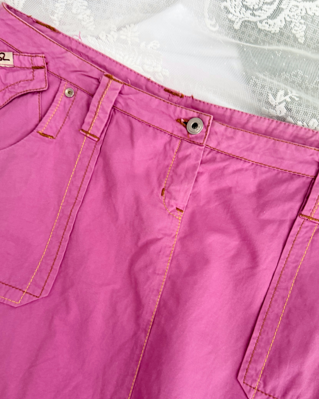 ESZ Minirock rosa y2k Style Schriftzug rare besonders Teos Vintage Online Shop