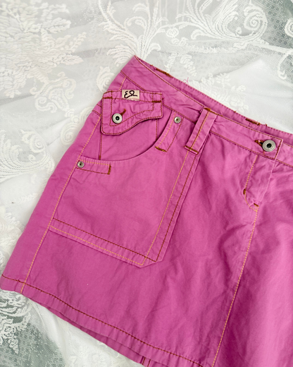 ESZ Minirock rosa y2k Style Schriftzug rare besonders Teos Vintage Online Shop