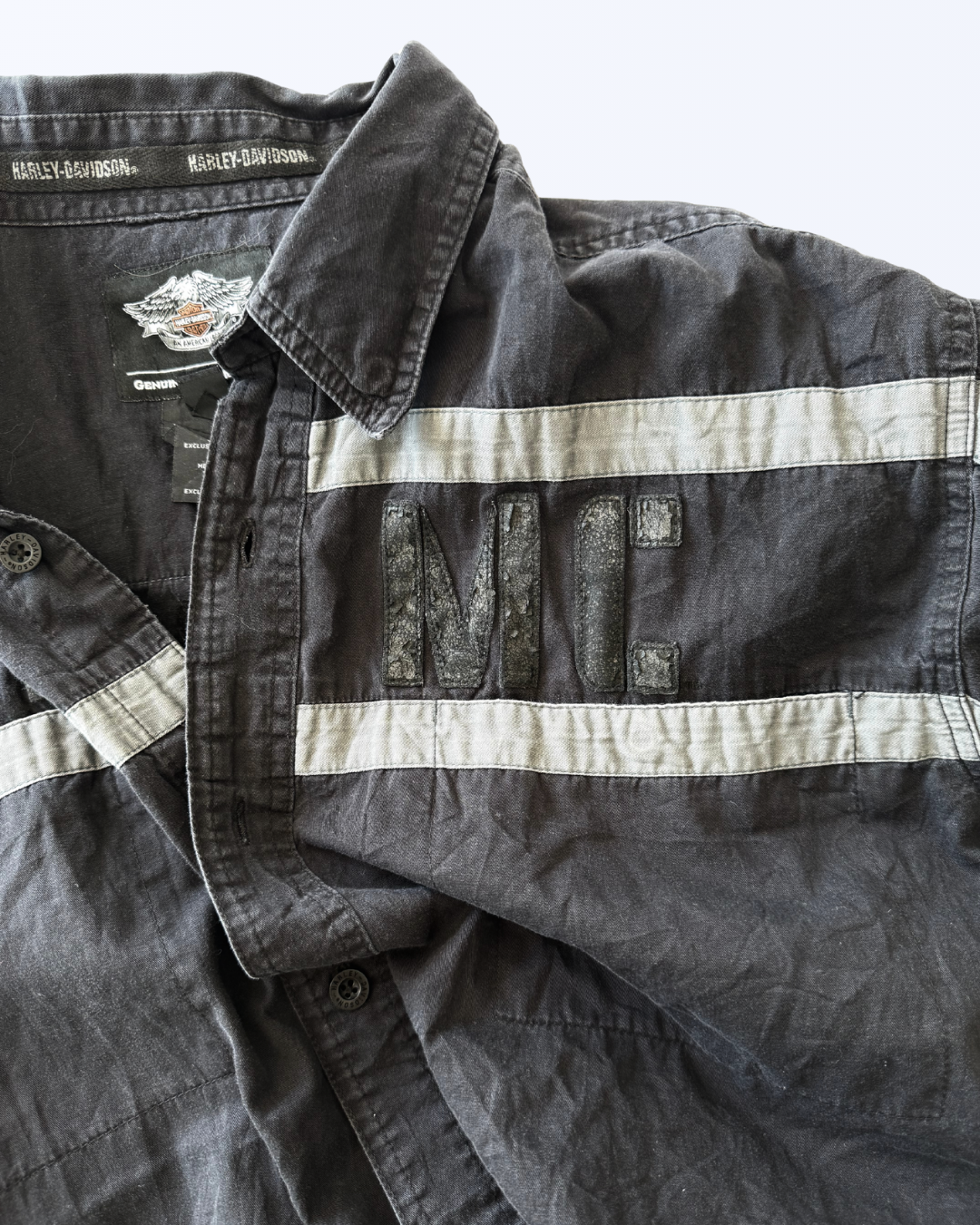 Harley Davidson Kurzarmhemd schwarz grau Teos Vintage Onlineshop