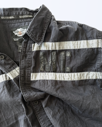 Harley Davidson Kurzarmhemd schwarz grau Teos Vintage Onlineshop