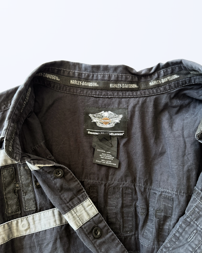 Harley Davidson Kurzarmhemd schwarz grau Teos Vintage Onlineshop