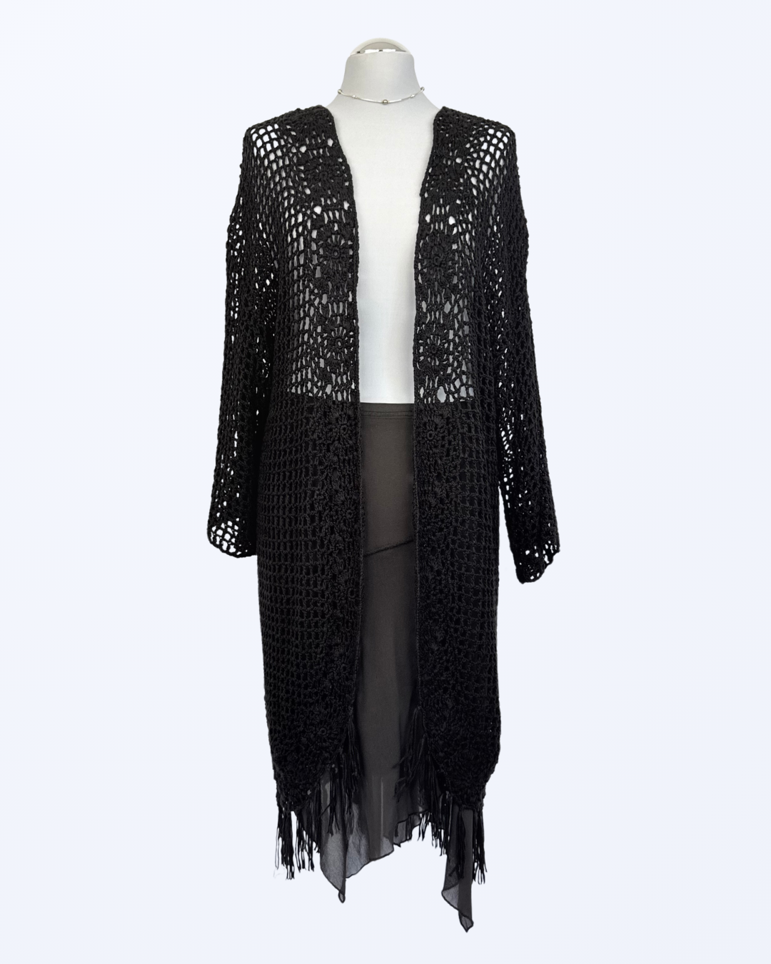Boho Festival Whitchy Whimsical Cardigan Fransen schwarz