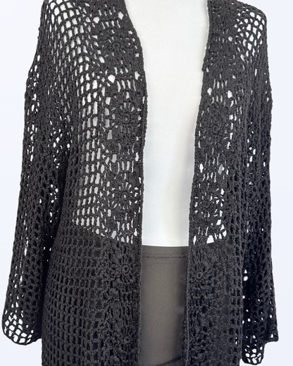 Boho Festival Whitchy Whimsical Cardigan Fransen schwarz