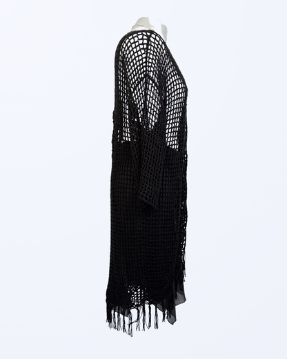 Boho Festival Whitchy Whimsical Cardigan Fransen schwarz