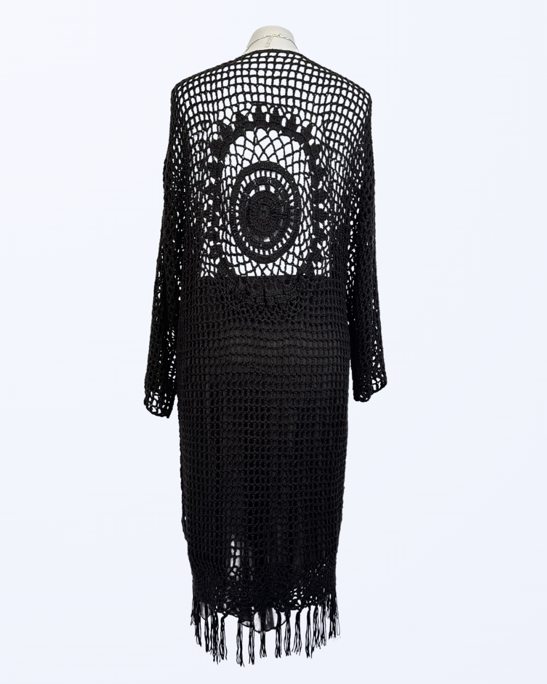 Boho Festival Whitchy Whimsical Cardigan Fransen schwarz