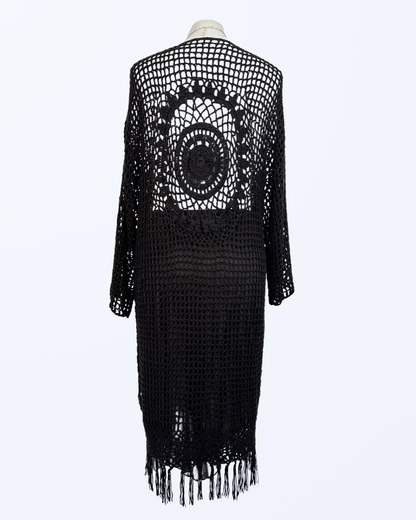 Boho Festival Whitchy Whimsical Cardigan Fransen schwarz