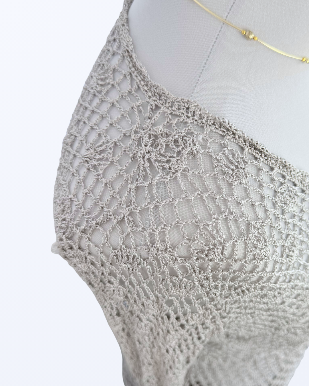 Boho Festival Whitchy Whimsical Häkelcardigan Sonnenmuster silbergrau