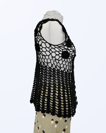 Häkelweste Knöpfe schwarz witchy whimsy boho festival