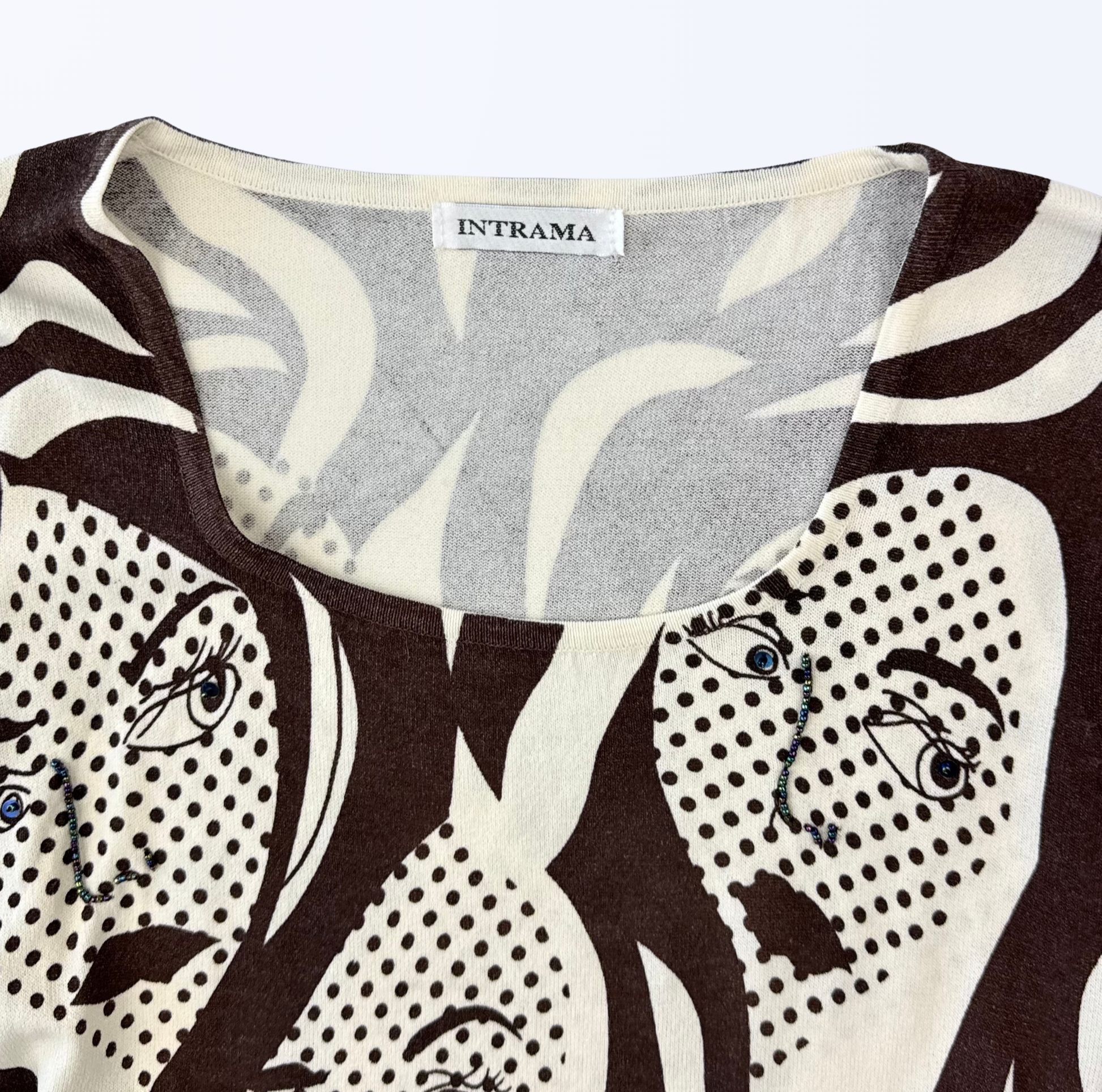 Vintage Intrama T-Shirt braun beige Gesichter