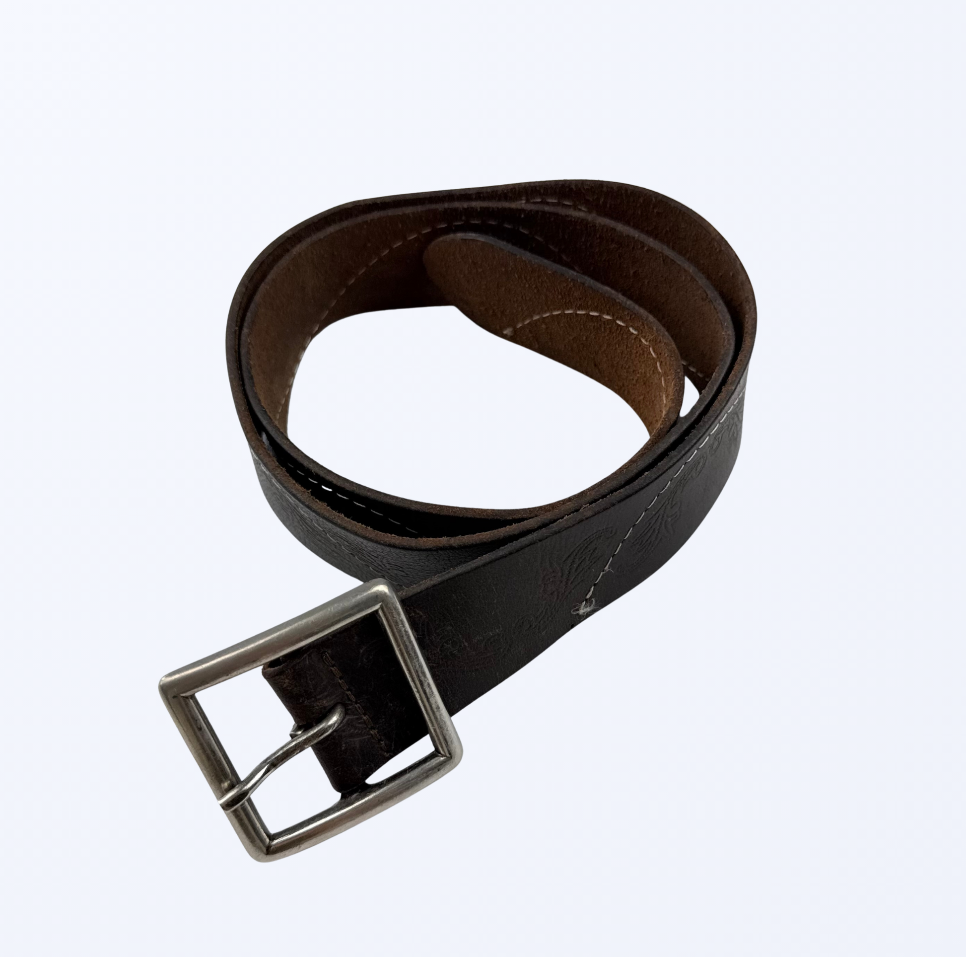 Just Jeans Ledergürtel Dunkelbraun weiße Naht